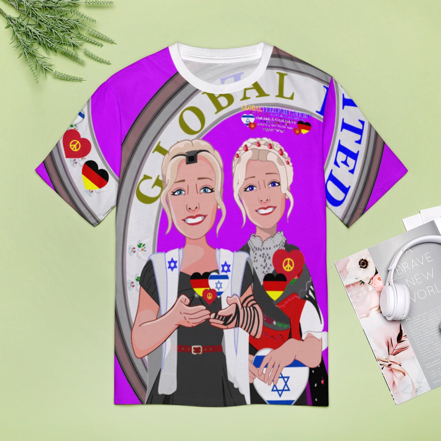 Women´s T-shirt GLOBAL FREEDOM UNITED© Israel & Germany Lilac