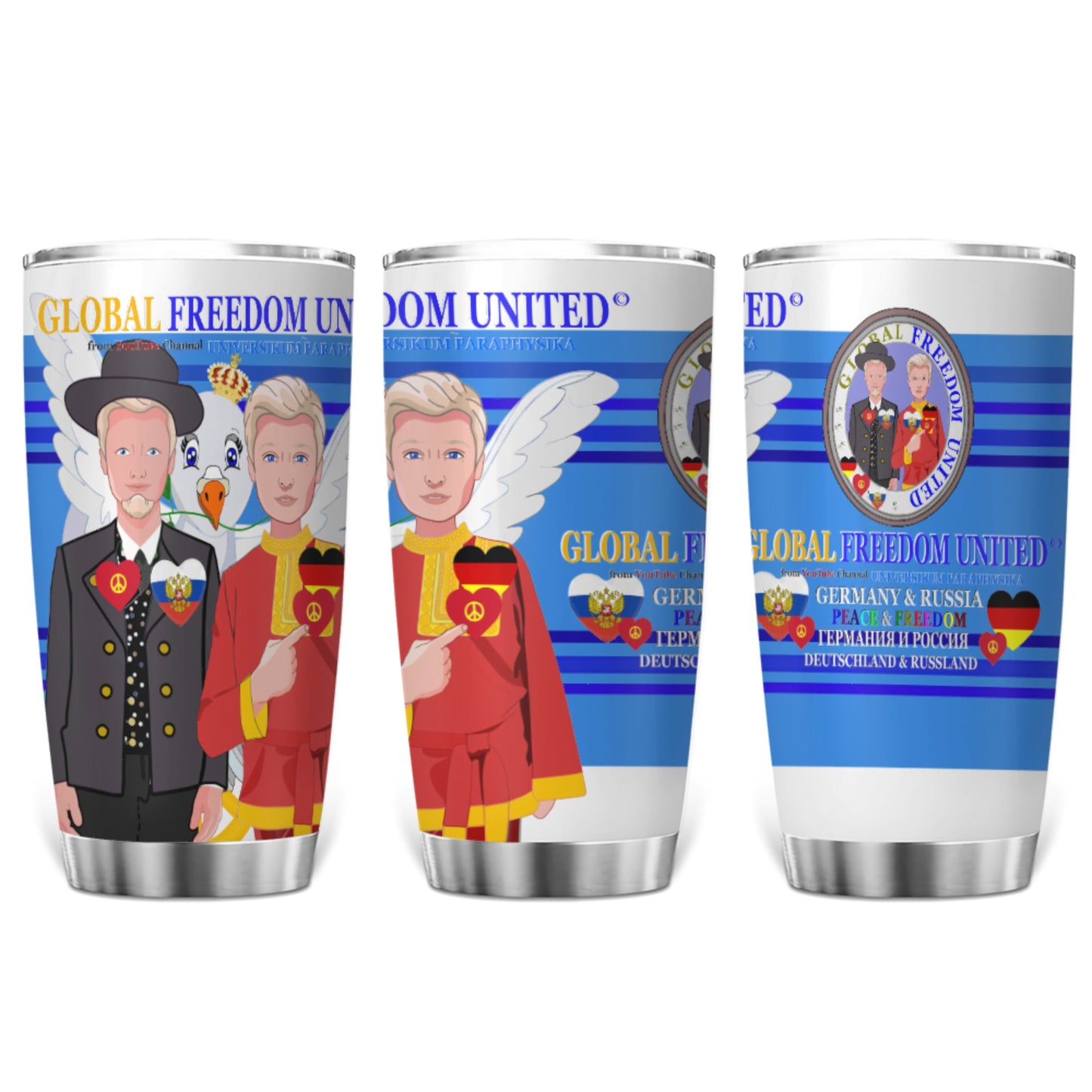 Tumbler Global Freedom United Men Germany & Russia Old Peace Deep Blue