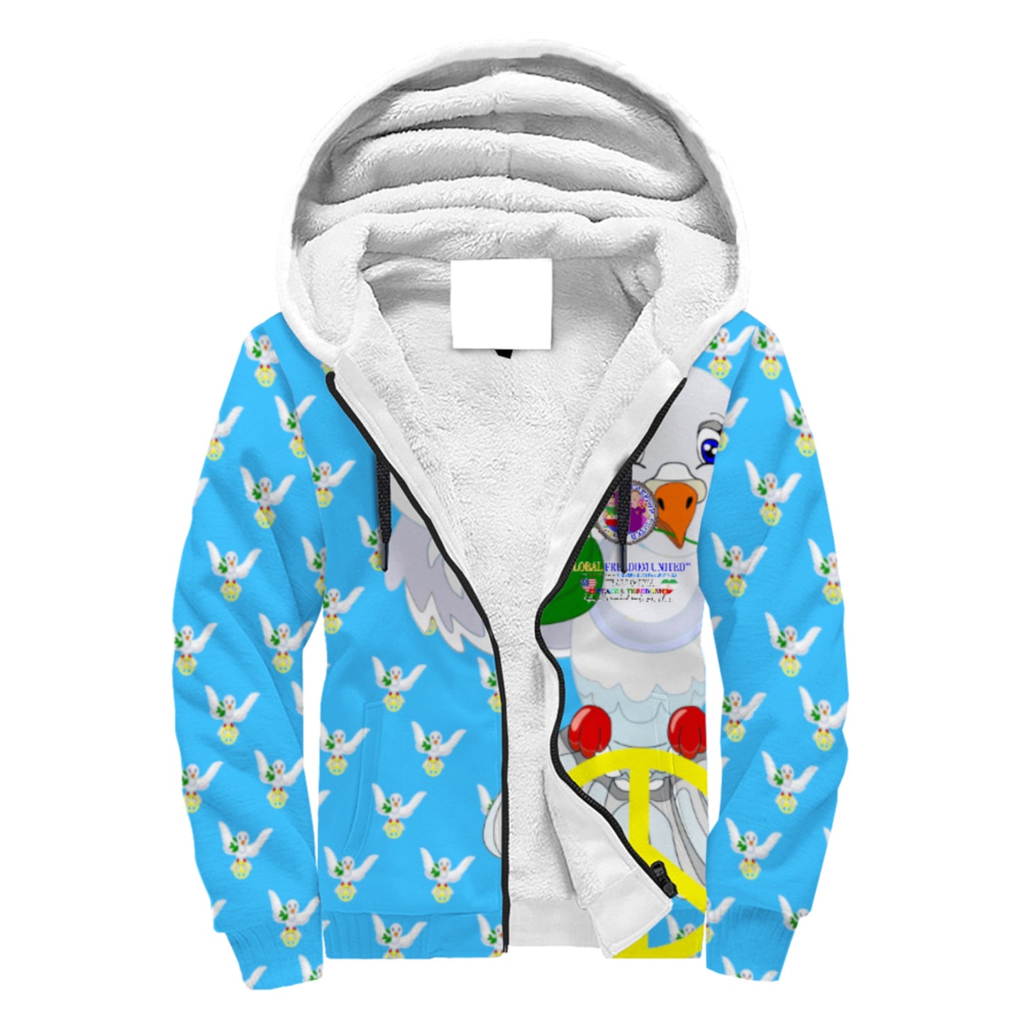 Plush Hoodie GLOBAL FREEDOM UNITED© Men Iran & USA Blue