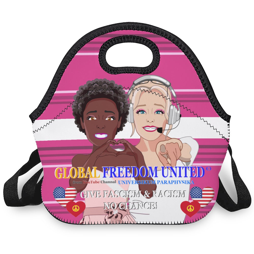 Meal Bag With Strap GLOBAL FREEDOM UNITED© Women Anti Fascism & Racism USA Pink 1