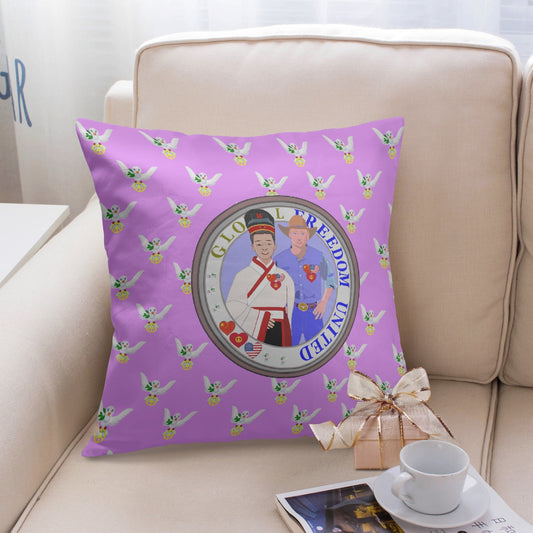 GLOBAL FREEDOM UNITED© Men USA & CHINA Lilac 8'' Square Pillow Cover