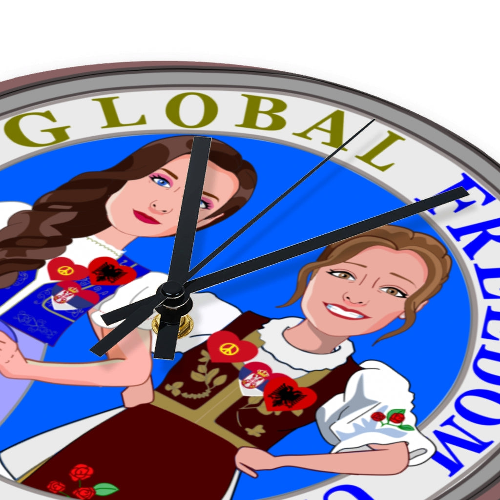 Wooden Wall Clock Without Scale GLOBAL FREEDOM UNITED© Women Albania & Serbia