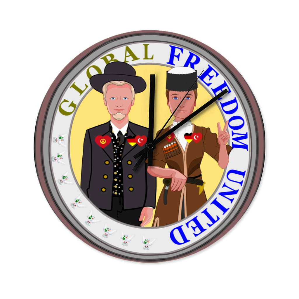 Wooden Wall Clock Without Scale GLOBAL FREEDOM UNITED© Men Turkey & Germany