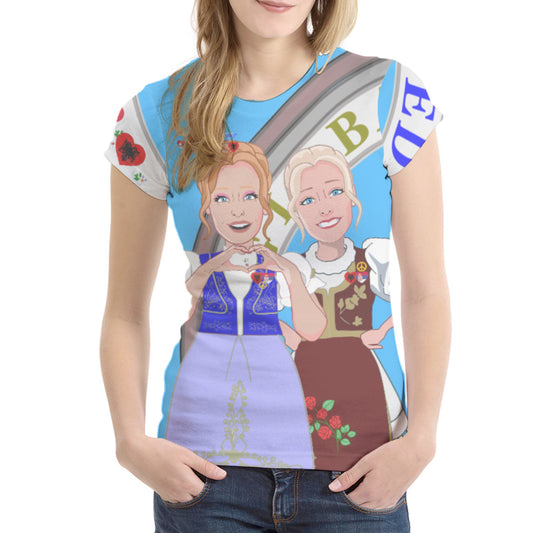 Women´s T-shirt 2 GLOBAL FREEDOM UNITED© Women Albania & Serbia Blue