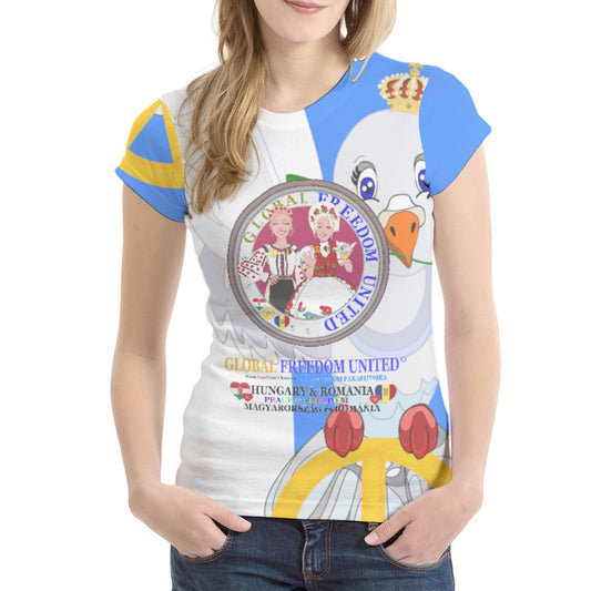 Women´s T-shirt 1 GLOBAL FREEDOM UNITED© Women Romania & Hungary Blue