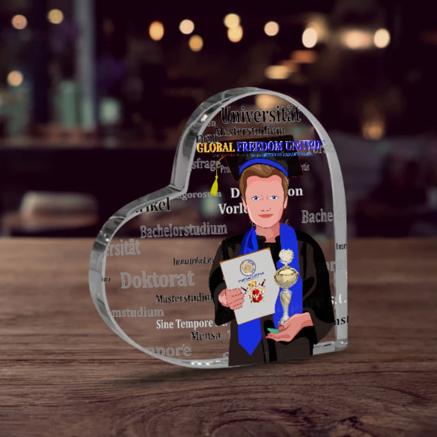 Acryl Heart Global Freedom United Student Boy Brown Hair 2