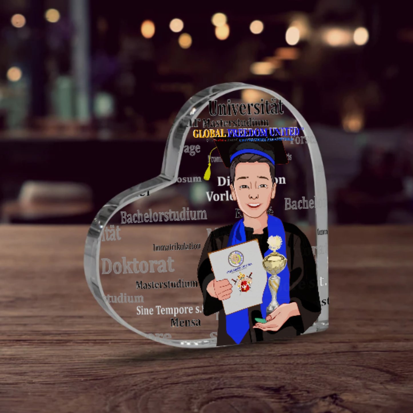 Acryl Heart GLOBAL FREEDOM UNITED© Asia Student Golden Place