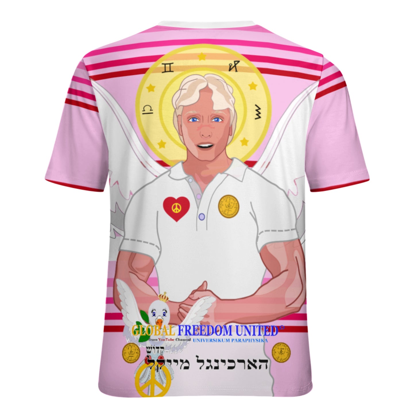 Women´s T-shirt 2 Global Freedom United Archangel Michael Hebrew  Pink2