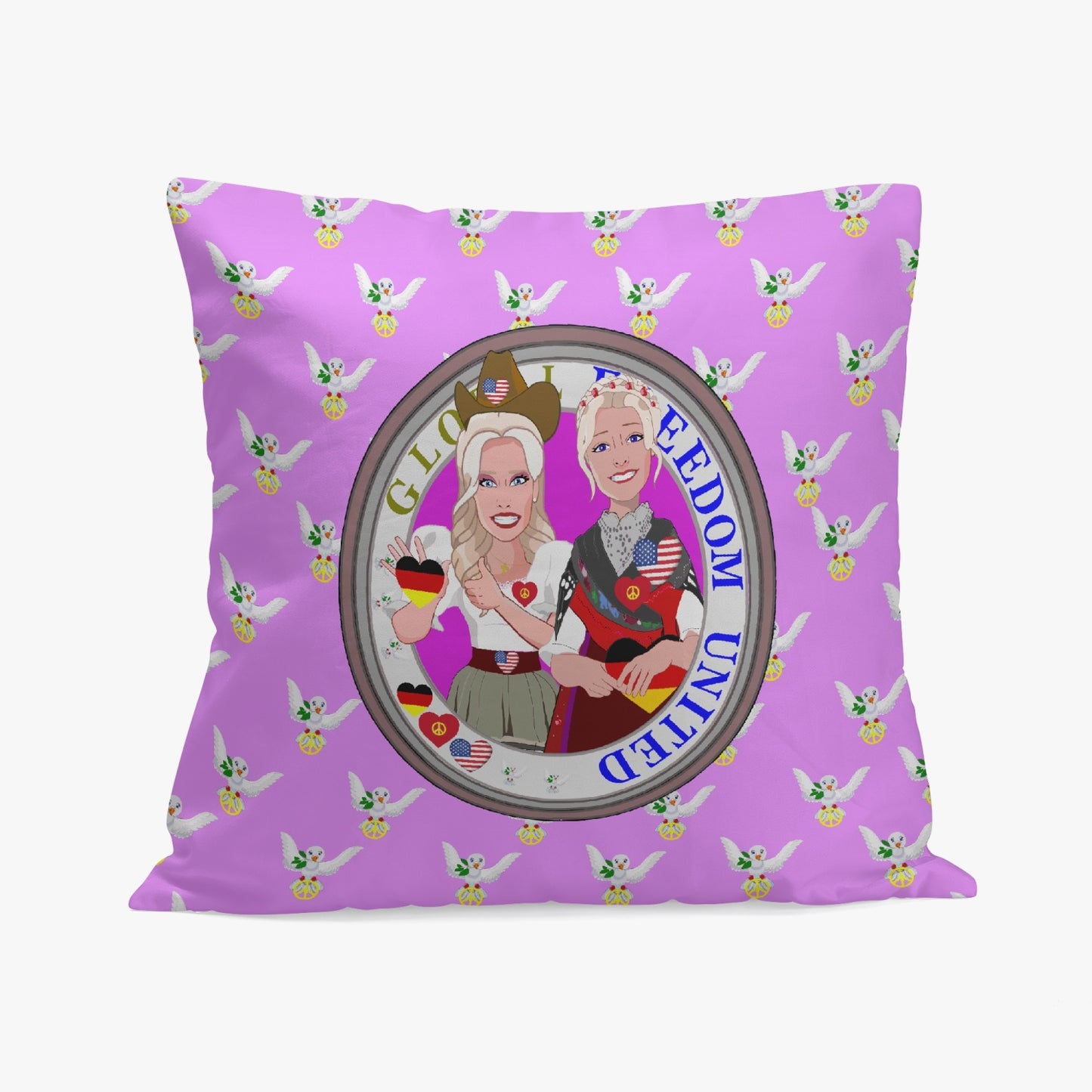 GLOBAL FREEDOM UNITED© Women USA & GERMANY Lilac 18'' Square Pillow Cover