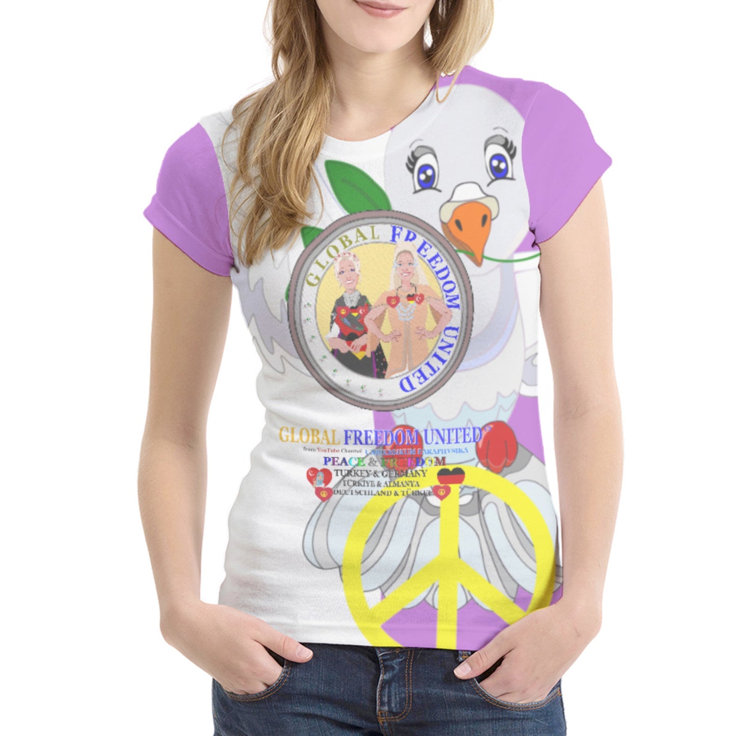 Women´s T-shirt 1 GLOBAL FREEDOM UNITED© Women Turkey & Germany Lilac