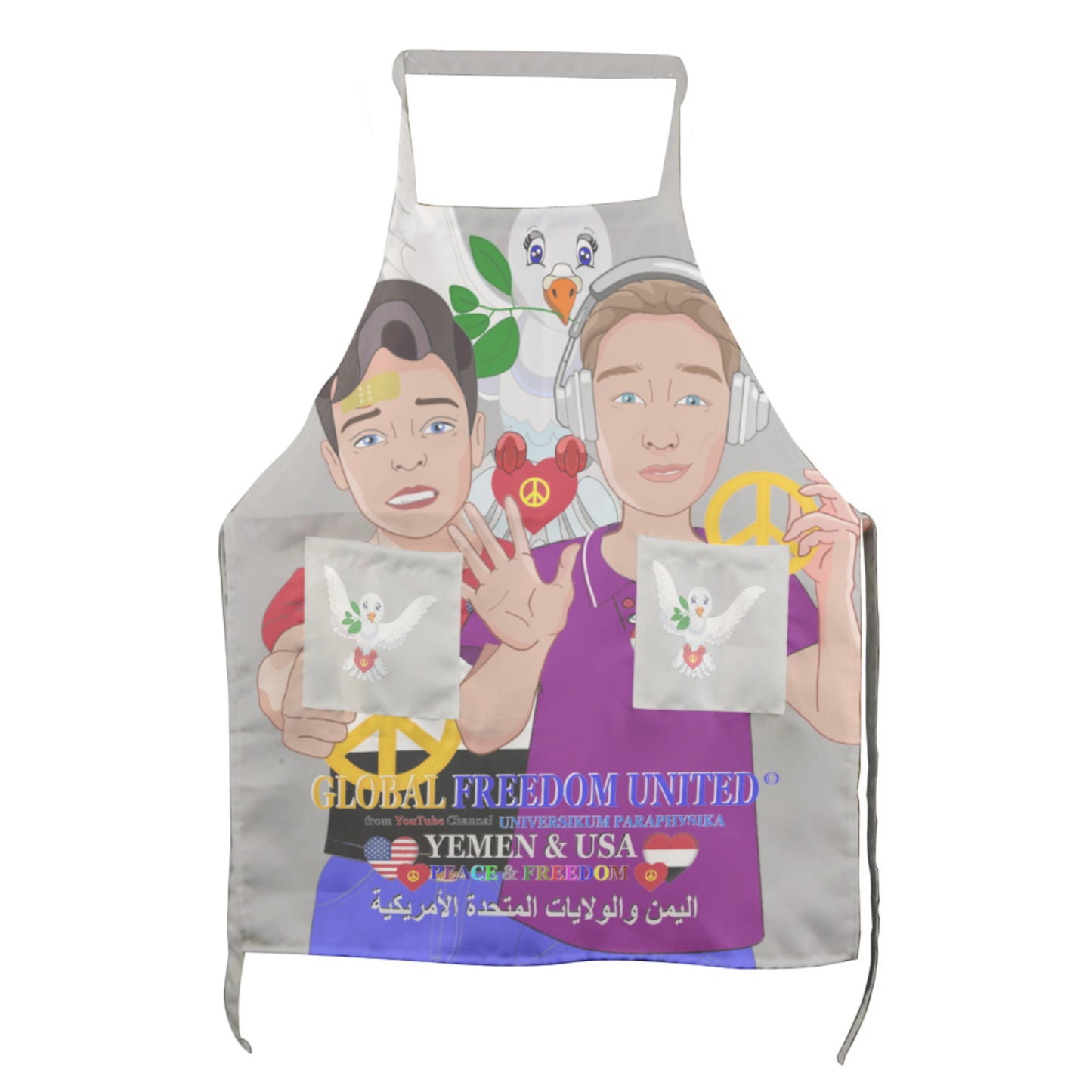 Apron GLOBAL FREEDOM UNITED© Men Yemen & USA Grey