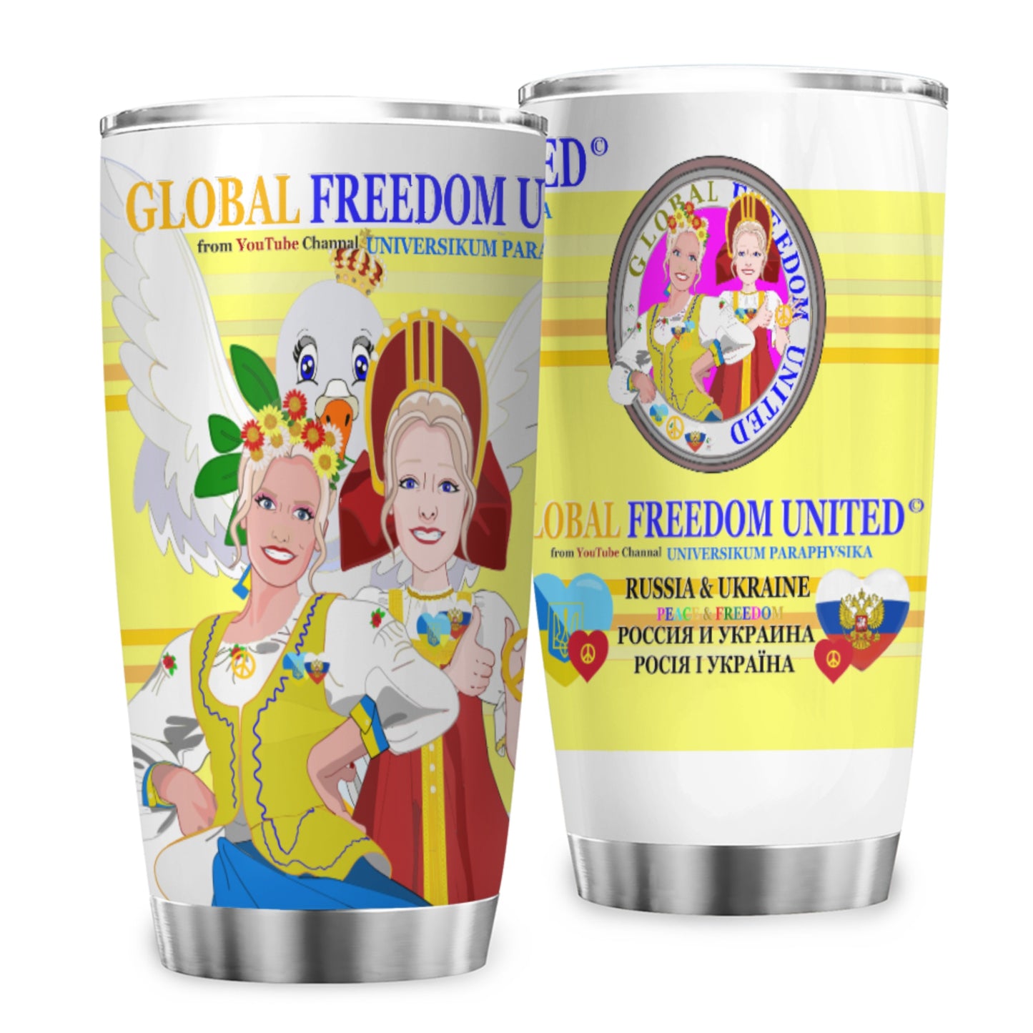 Tumbler Global Freedom United Women Russia & Ukrain Yellow