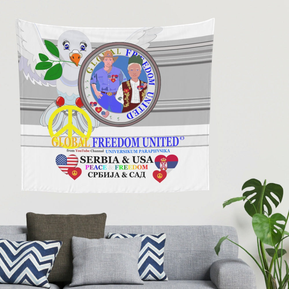 Tapestry Global Freedom United Men Usa & Serbia Old Peace Grey