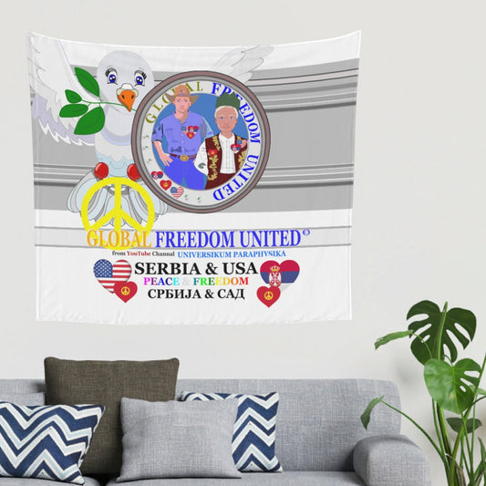 Tapestry Global Freedom United Men Usa & Serbia Old Peace Grey