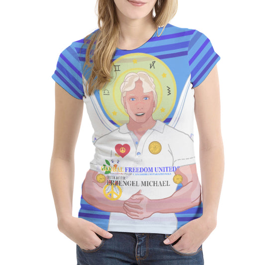 Women´s T-shirt 1 Global Freedom United Archangel Michael No2 German Deep Blue