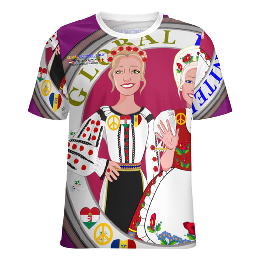 Full Print T-shirt GLOBAL FREEDOM UNITED© Women Romania & Hungary Lilac