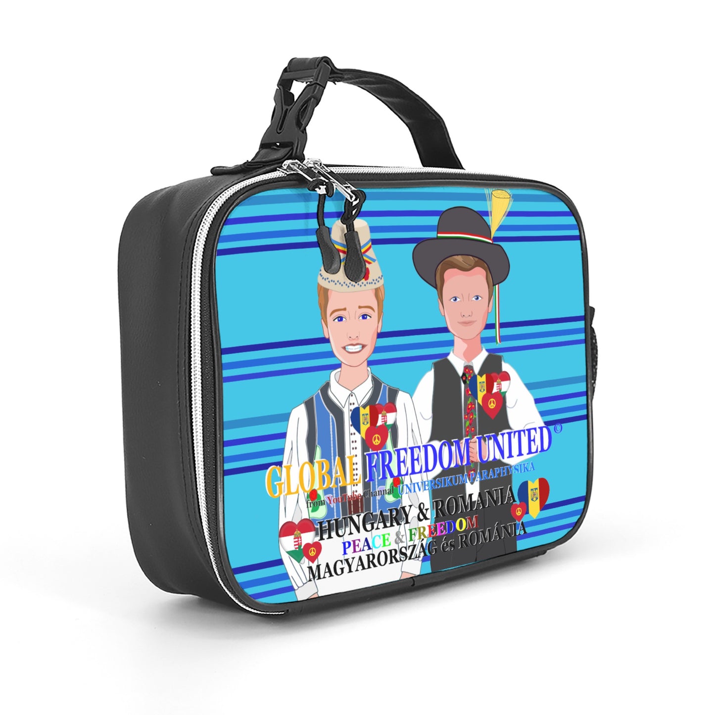 Leather Meal Bag GLOBAL FREEDOM UNITED© Men Romania & Hungary Blue
