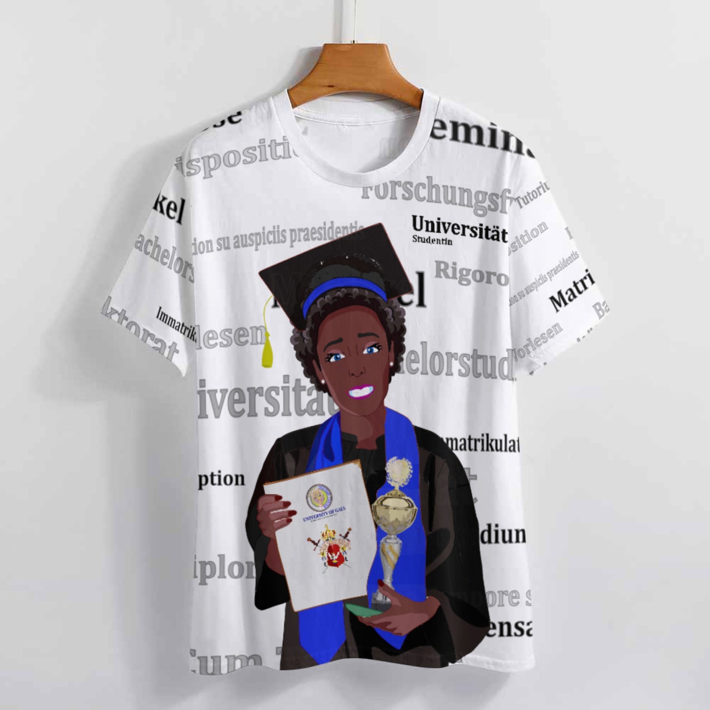 Women´s T-shirt Global Freedom United Afrostudent Girl Golden Place