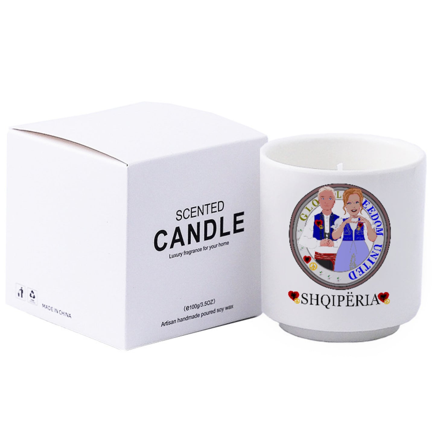 Ceramic Aromatherapy Candle GLOBAL FREEDOM UNITED© Couple Edition Albania