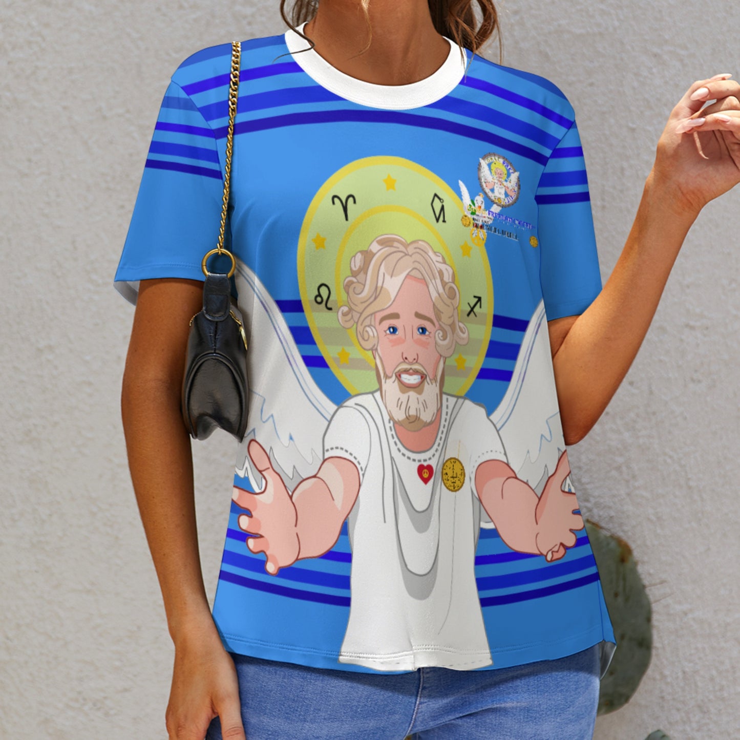 Women´s T-shirt 2 Global Freedom United Archangel Uriel German  Deep Blue