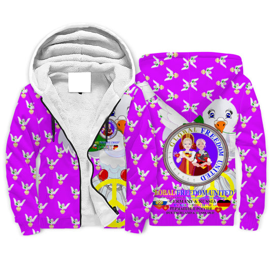 Plush Hoodie GLOBAL FREEDOM UNITED© Women RUSSIA & GERMANY LILAC