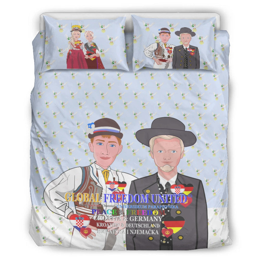 Bed Line GLOBAL FREEDOM UNITED© Men Croatia & Germany Peace Light Blue Blondie