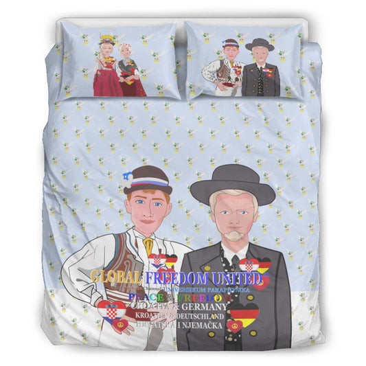 Bed Line GLOBAL FREEDOM UNITED© Men Croatia & Germany Peace Light Blue Blondie