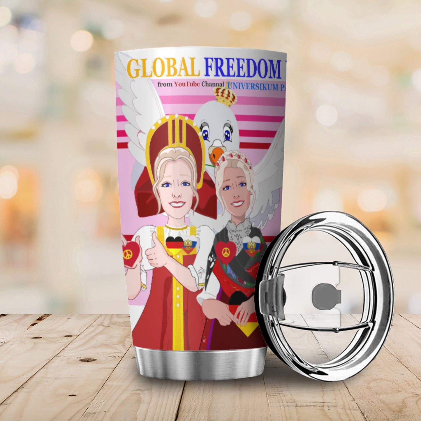 Tumbler Global Freedom United Women Russia & Germany Old Peace Pink1