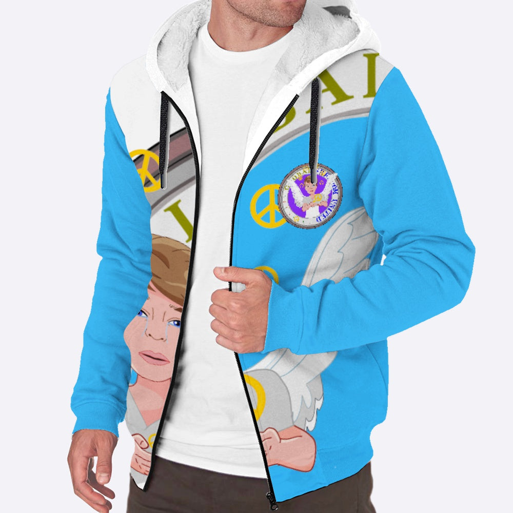 Plush Hoodie Global Freedom United Angel Of Peace Men Old Peace Turquoise
