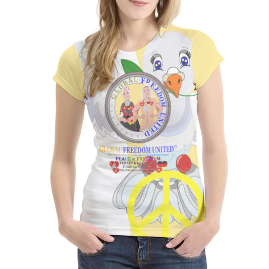 Women´s T-shirt 1 GLOBAL FREEDOM UNITED© Women Turkey & Germany Yellow