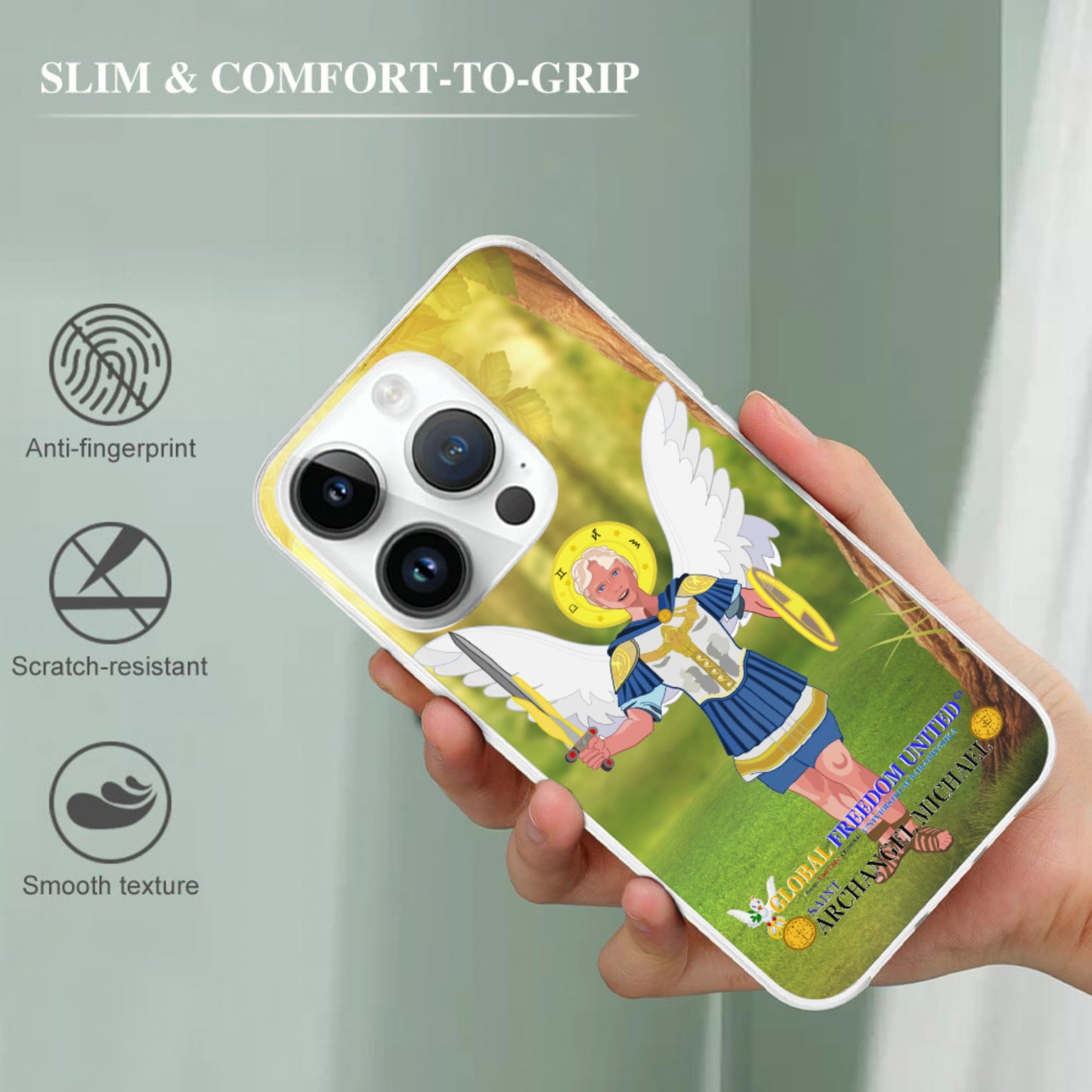 Phone Case Plush Hoodie GLOBAL FREEDOM UNITED© Archangel Michael English V1