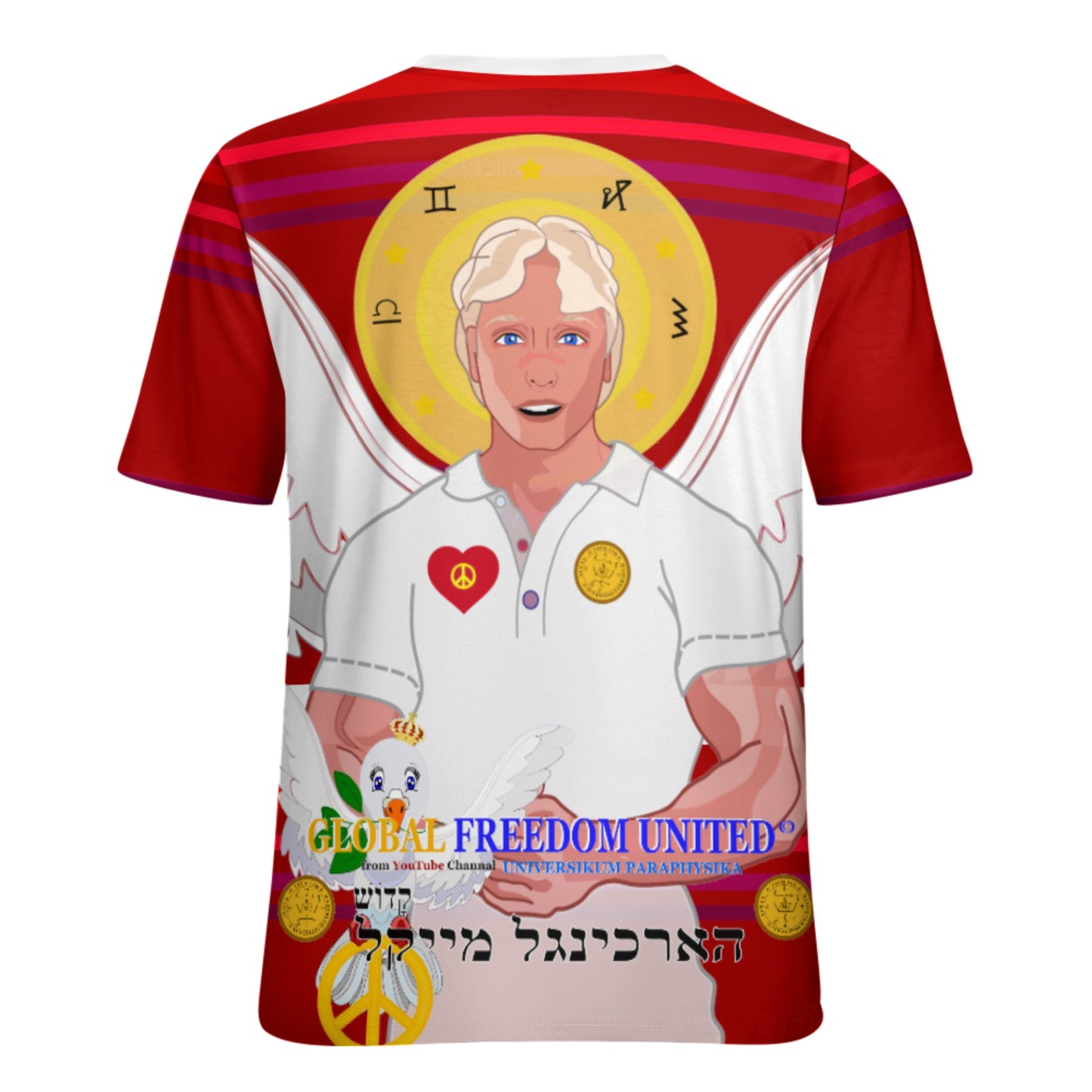 Women´s T-shirt 2 Global Freedom United Archangel Michael Hebrew  Red