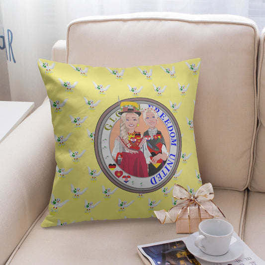 GLOBAL FREEDOM UNITED© Women CROATIA & GERMANY VERSION 2 18'' Square Pillow Cover