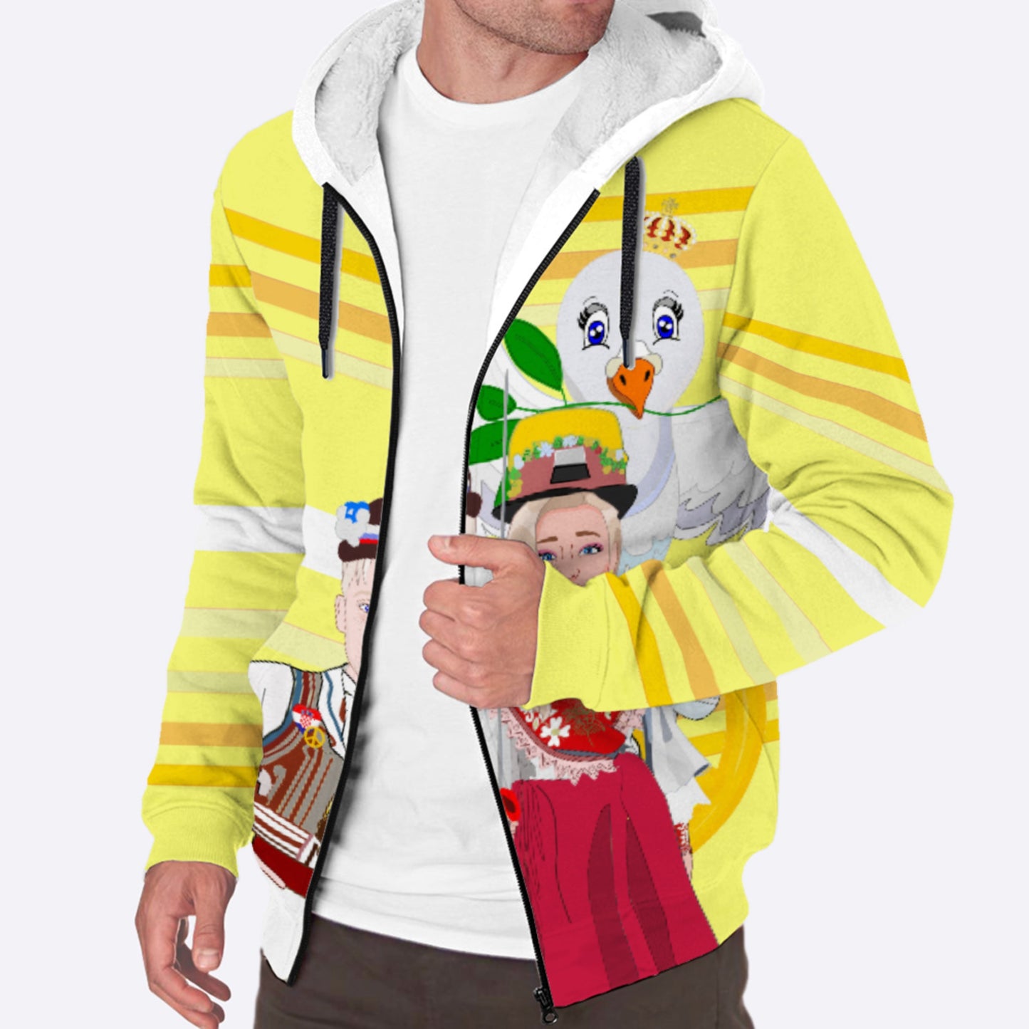 Plush Hoodie Global Freedom United Couple Edition Croatia  Yellow