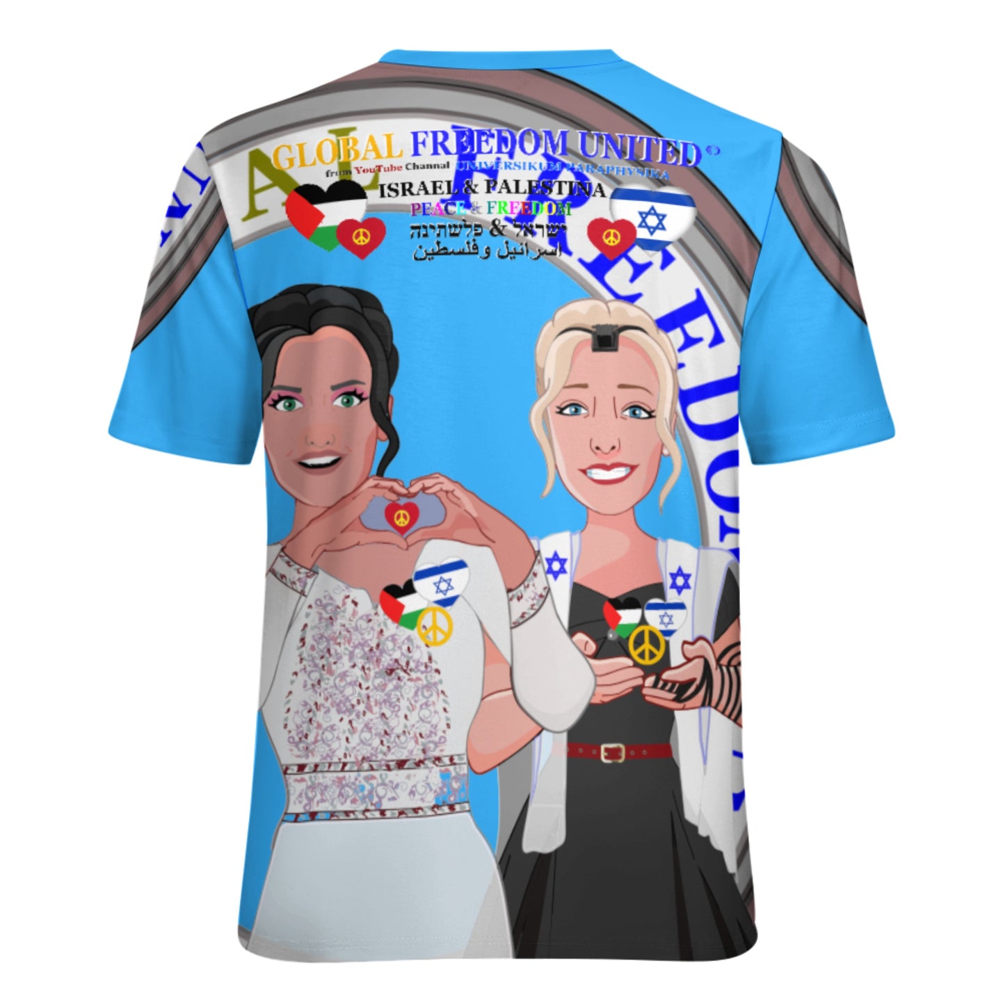 Women´s T-shirt 3 GLOBAL FREEDOM UNITED© Women Palestina & Israel Blue