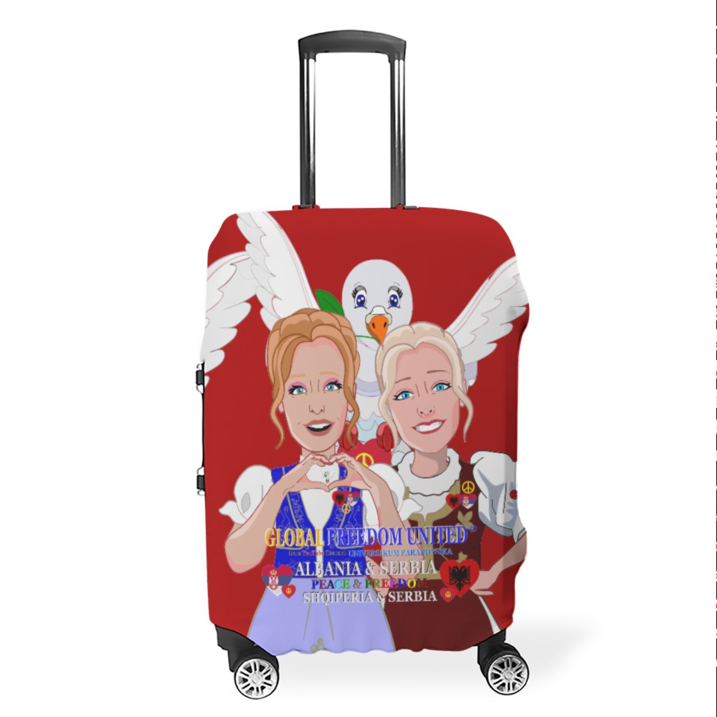 Lugguage Cover Global Freedom United Women Albania & Serbia Old Peace Red