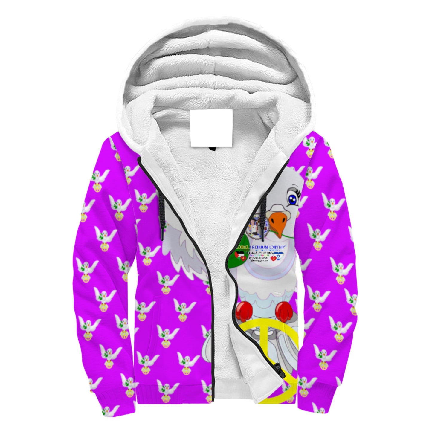 Plush Hoodie GLOBAL FREEDOM UNITED© Palestina & Israel Lilac
