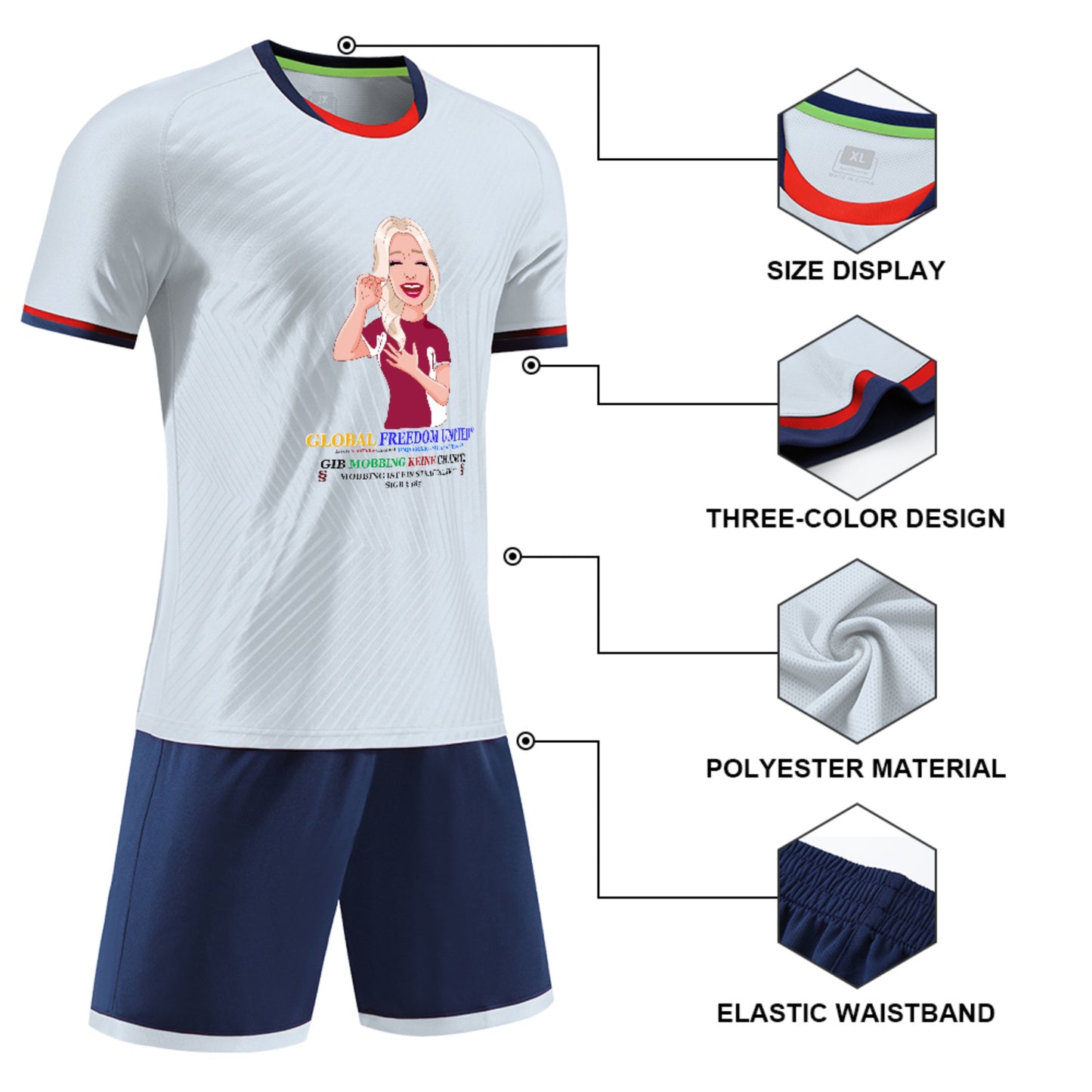 Adult Football Suit Global Freedom United Gib Mobbing Keine Chance Weiß