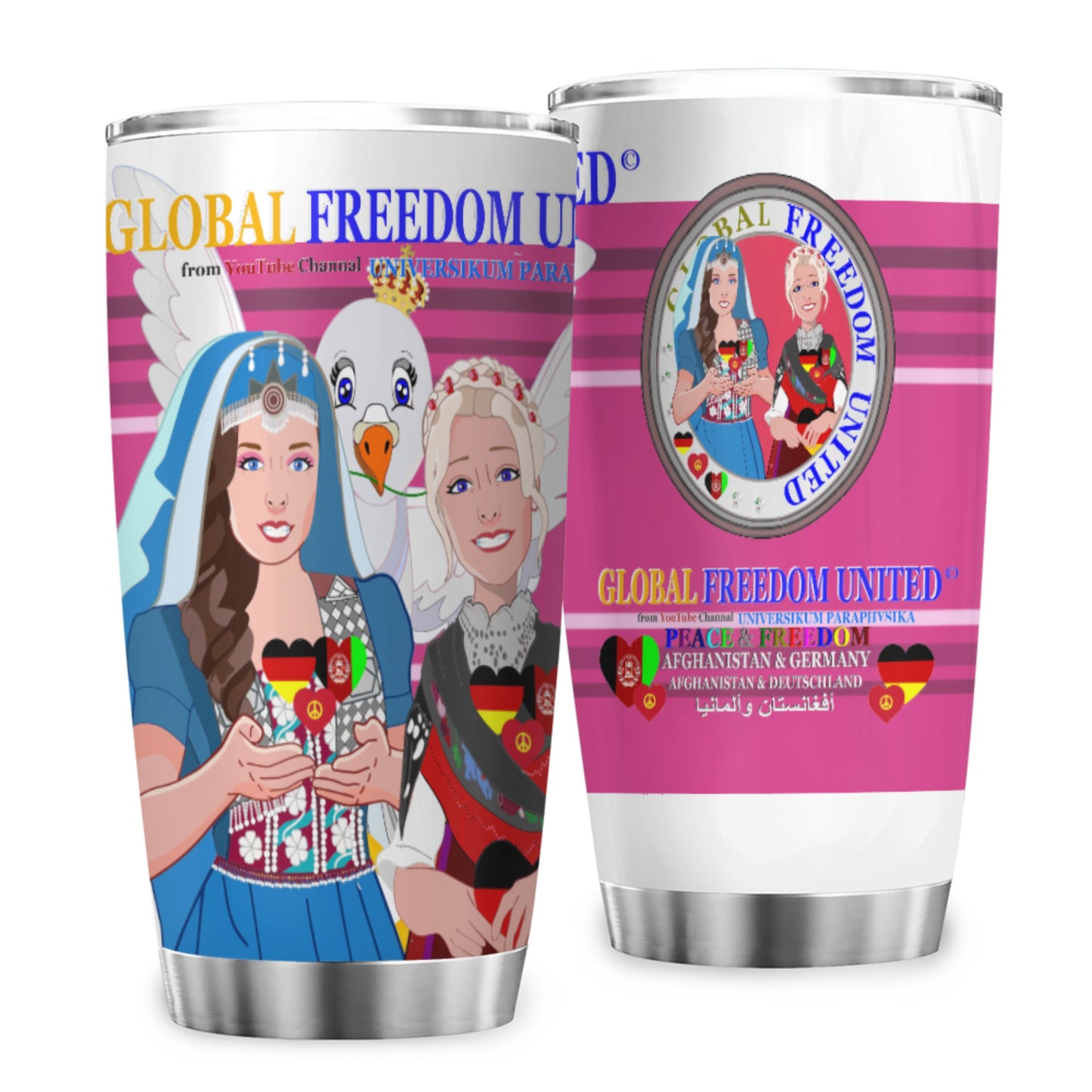 Tumbler Global Freedom United Women Afghanistan & Germany Old Peace Pink