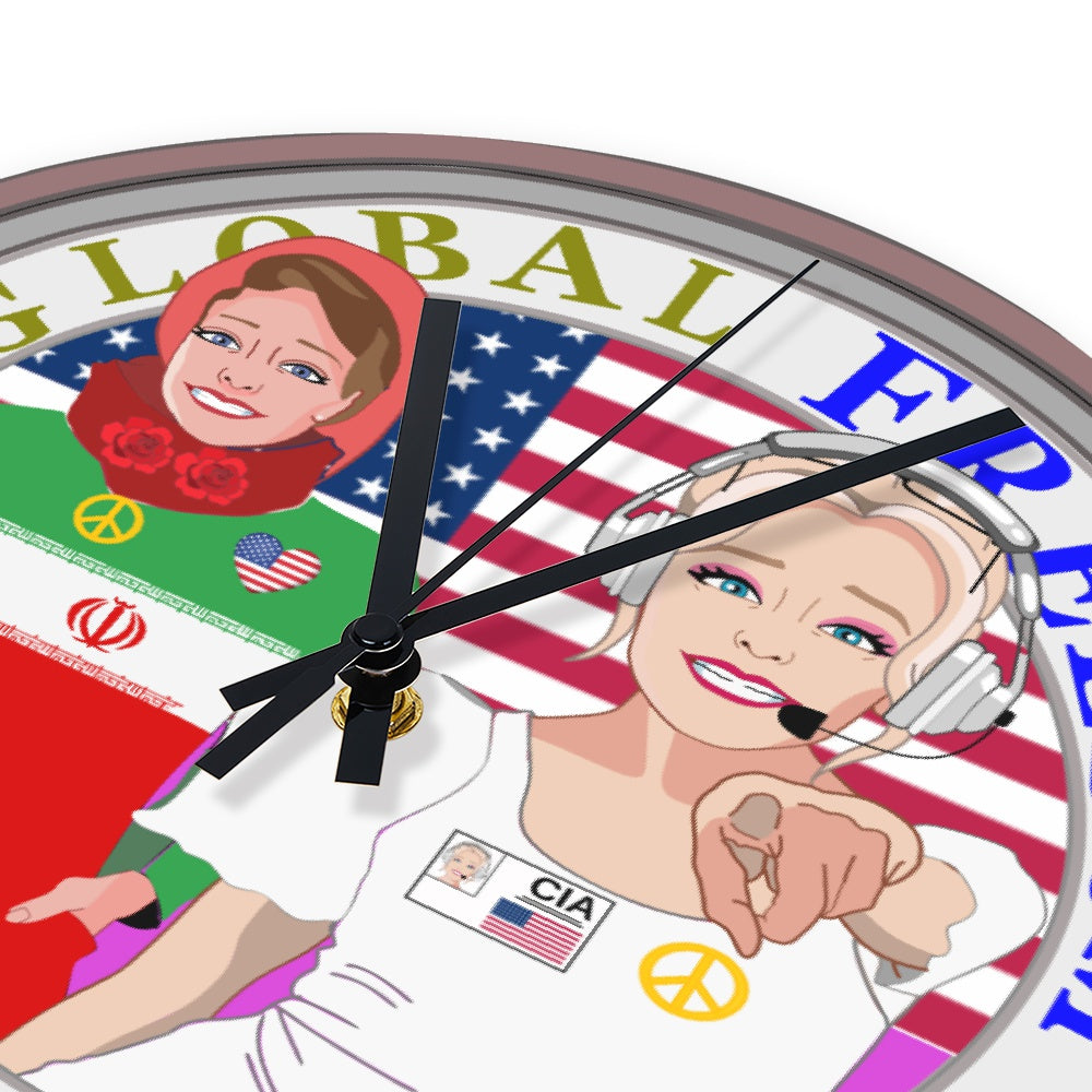 Wooden Wall Clock Without Scale GLOBAL FREEDOM UNITED© Women Iran & USA