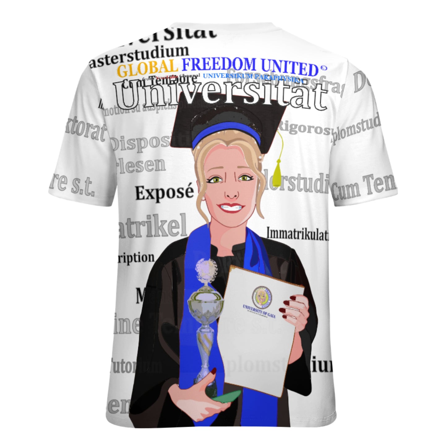 Women´s T-shirt Global Freedom United Student Girl Silver Place Blond Hair 4