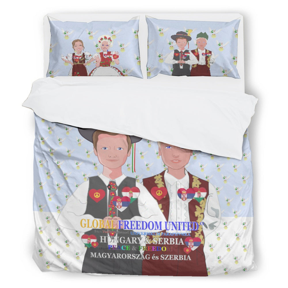 Bed Line GLOBAL FREEDOM UNITED© Men Serbia & Hungary Old Peace Light Blue
