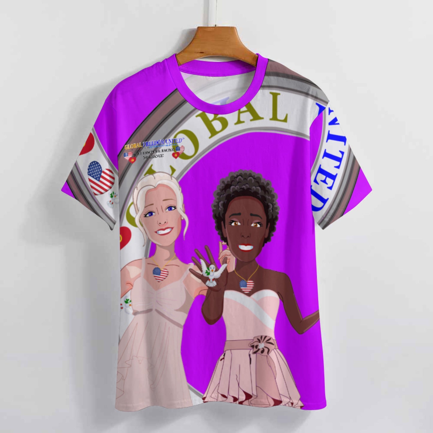 Women´s T-Shirt 3 GLOBAL FREEDOM UNITED© Women Anti Fascism & Racism USA Lilac