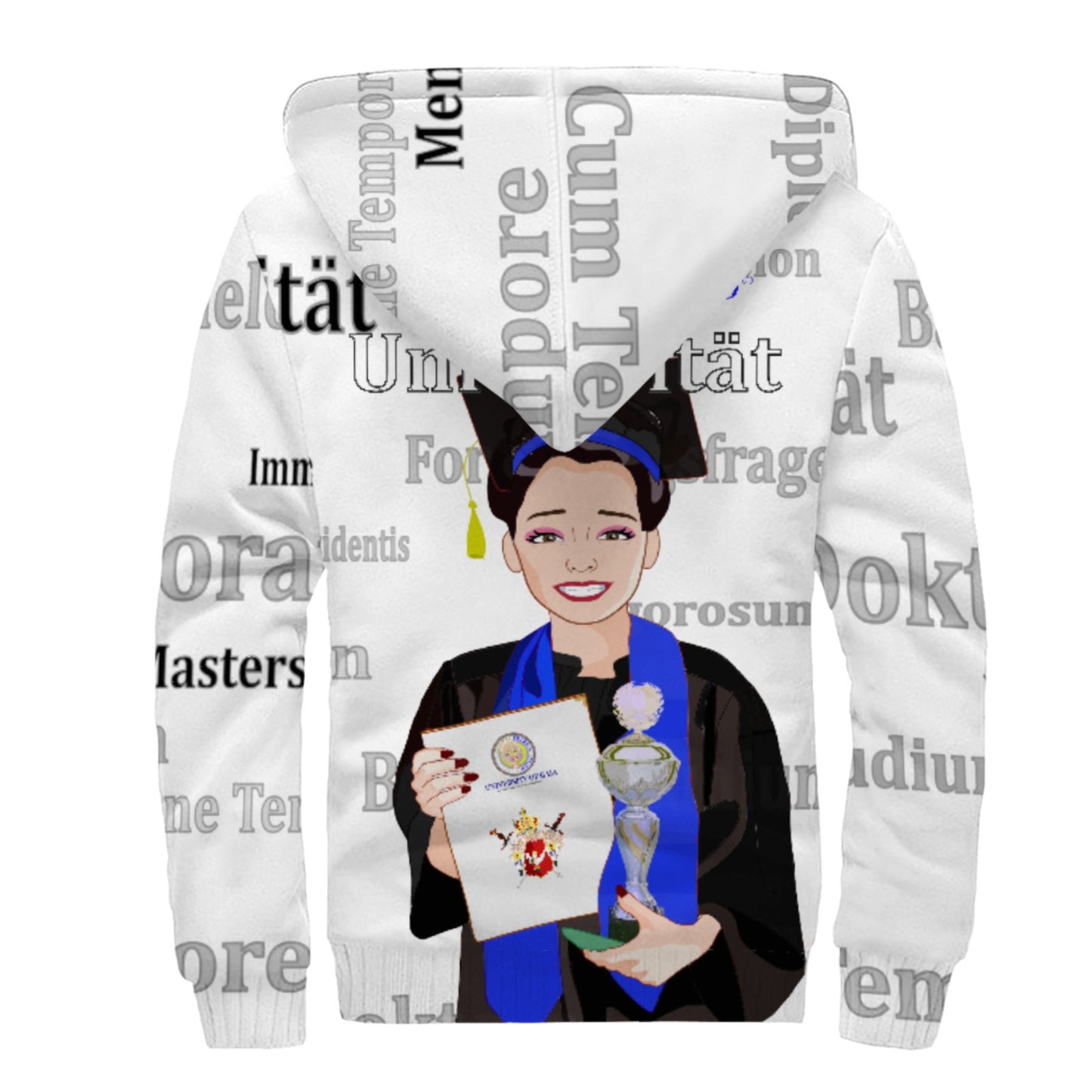 Plush Hoodie Global Freedom United Asia Student Girl Silver Place