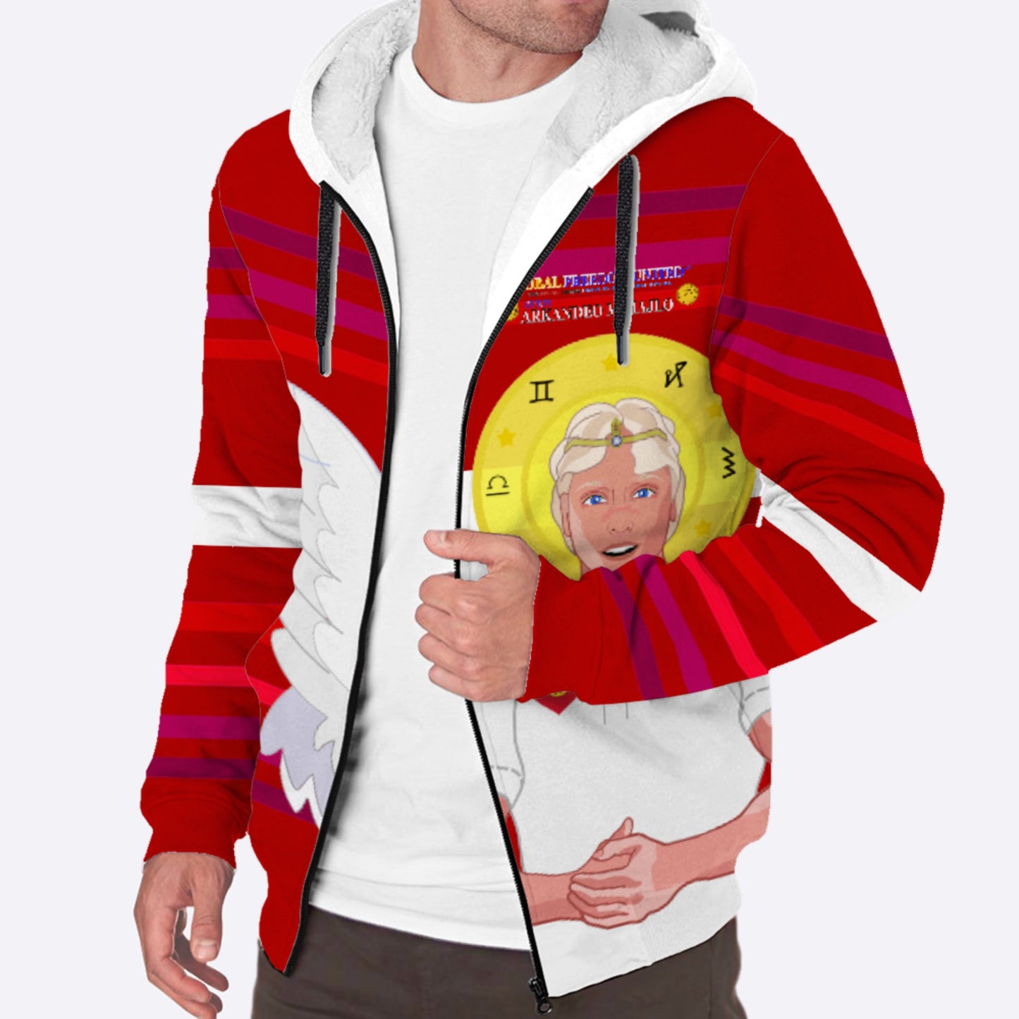 Plush Hoodie Global Freedom United Archangel Michael Croatia V2 Red