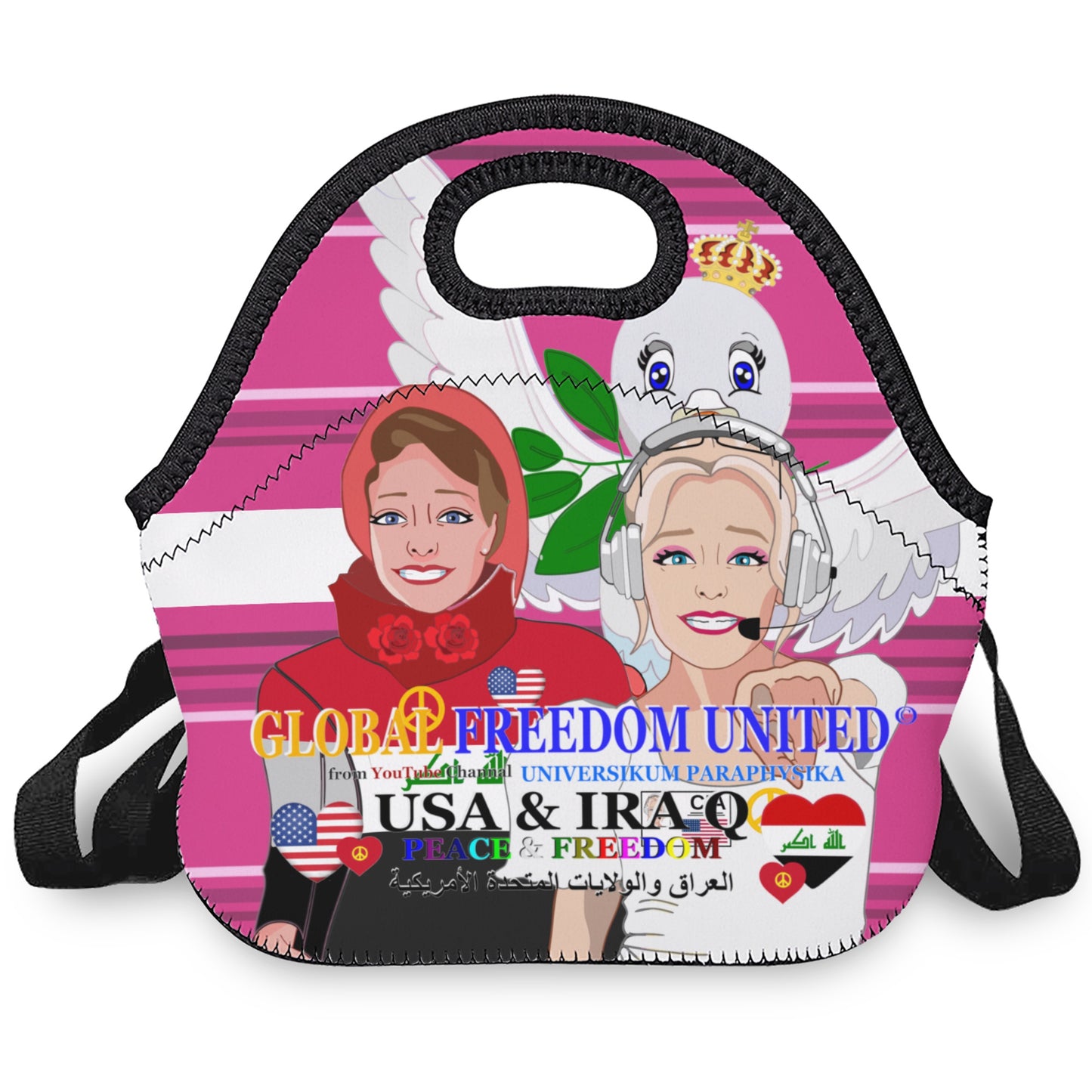 Meal Bag With Straw Global Freedom United Women Iraq & Usa Pink