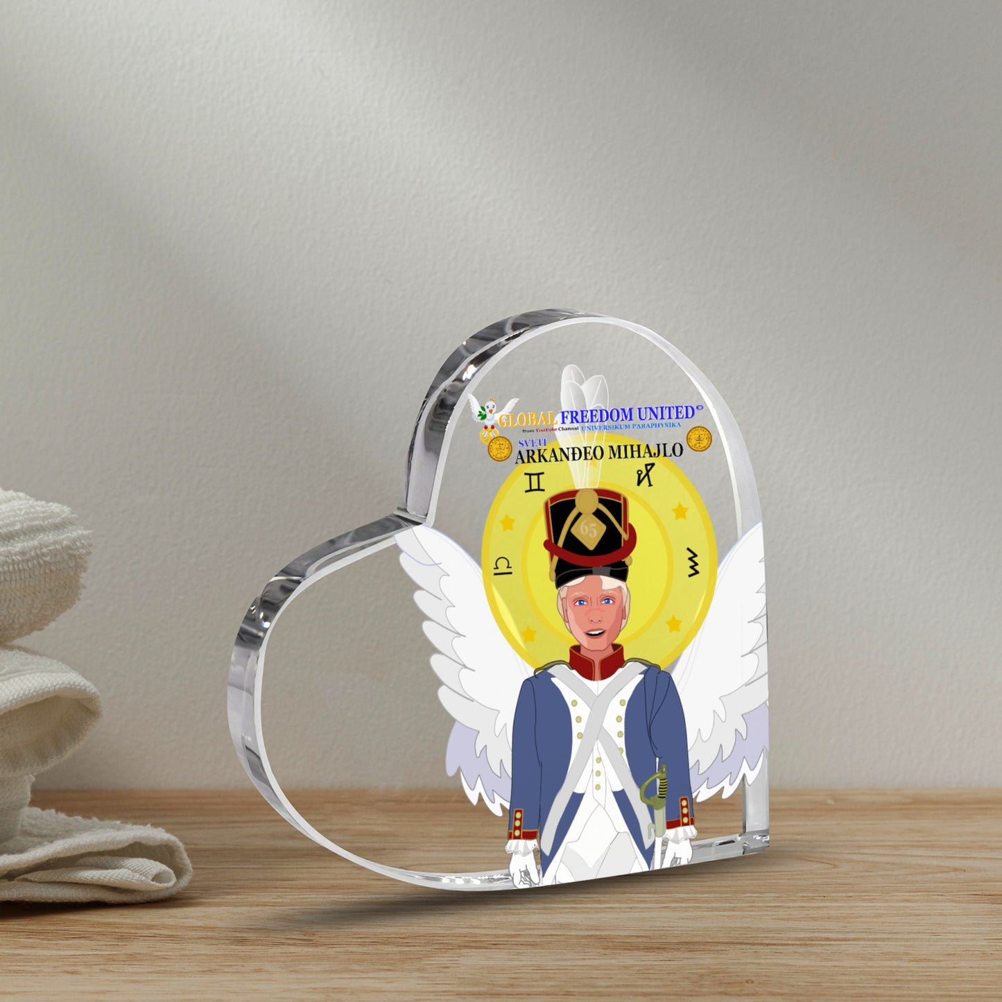 Acryl Heart Global Freedom United Archangel Michael Croatia V1