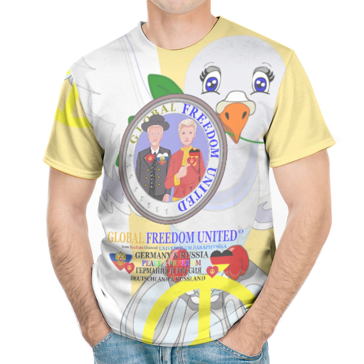 Men´s T-shirt GLOBAL FREEDOM UNITED© Men Russia & Germany V1 Yellow