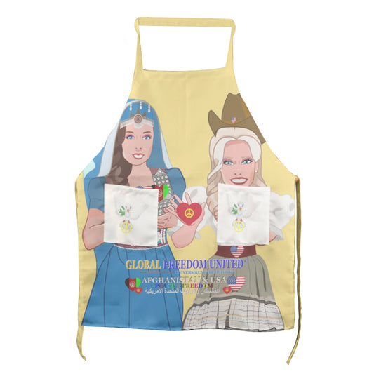 Apron GLOBAL FREEDOM UNITED© Women AFGHANISTAN & USA Yellow