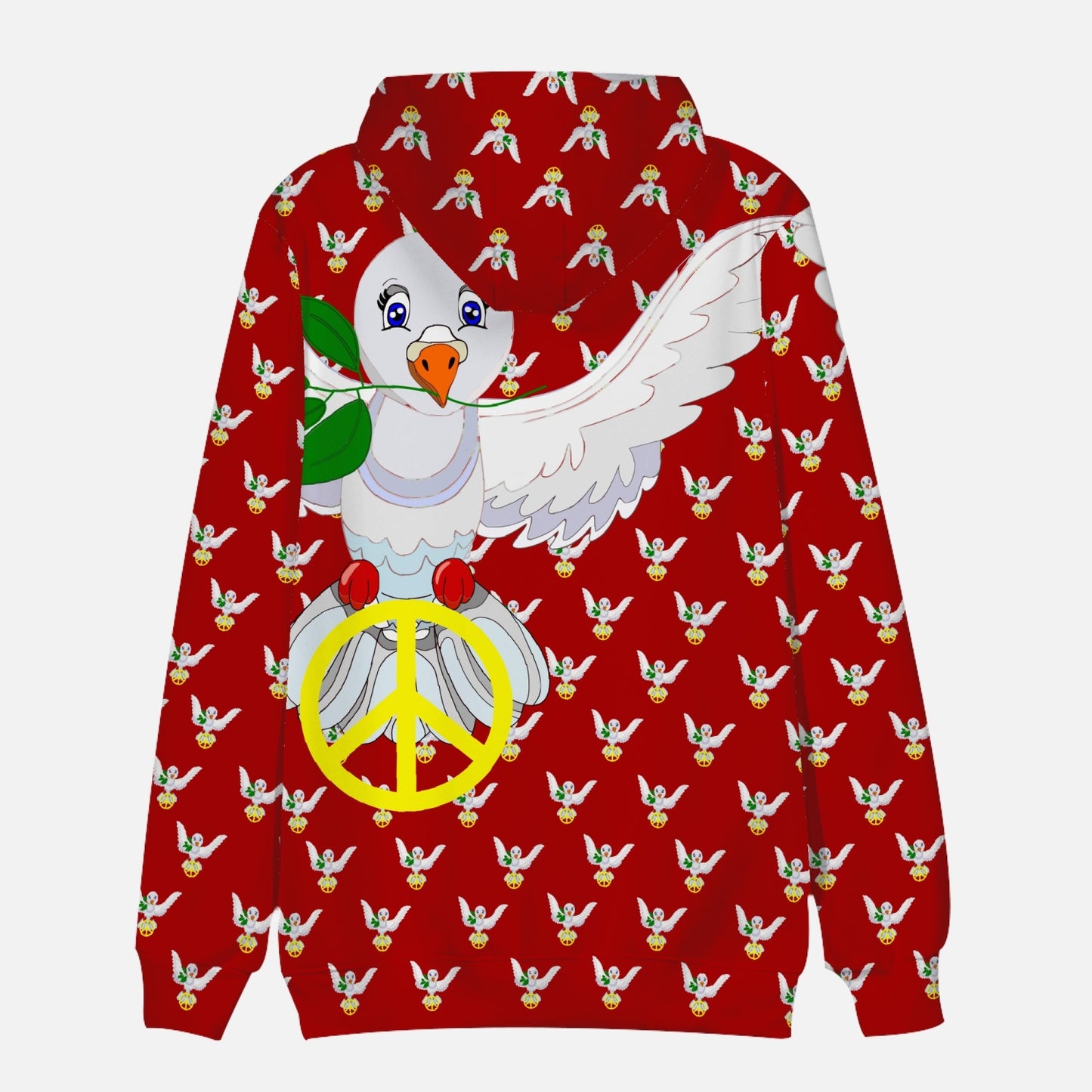 GLOBAL FREEDOM UNITED DOVE OF PEACE OLD PEACE RED  Round Collar Hoodie